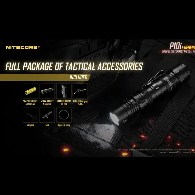 NITECORE P10i Flashlight USB-C Rechargeable 1800 Lumens i-Generation 21700 Tactical USB-C Direct Charging Law Enforcement Torch