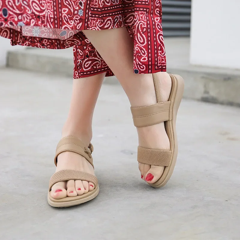 Women Shoes Summer Casual Soft Plus Size Plat with Beach Bohemian Hasp Sandals