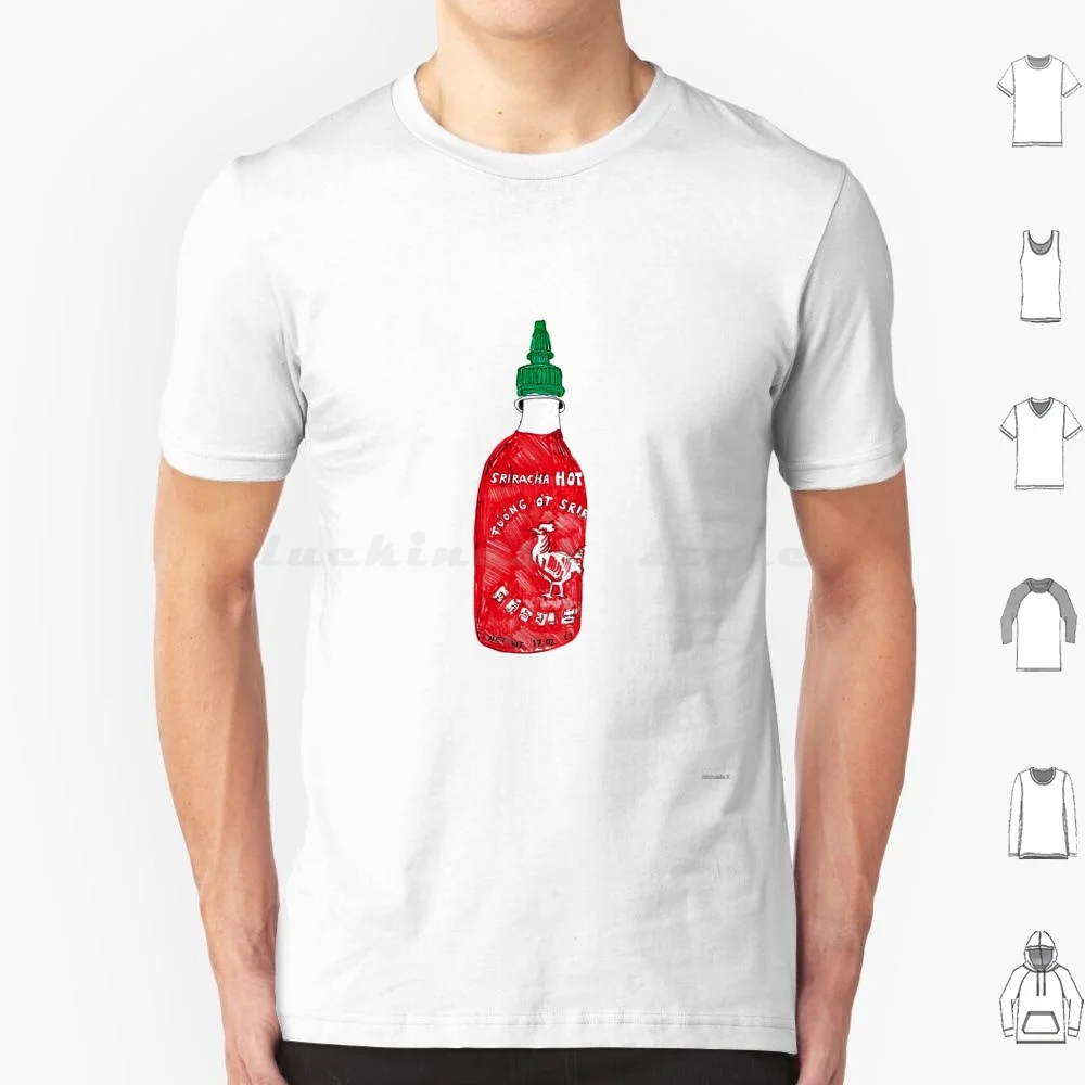 Camiseta Sriracha 6xl de algodón, camiseta genial con gráfico de comida Sriracha