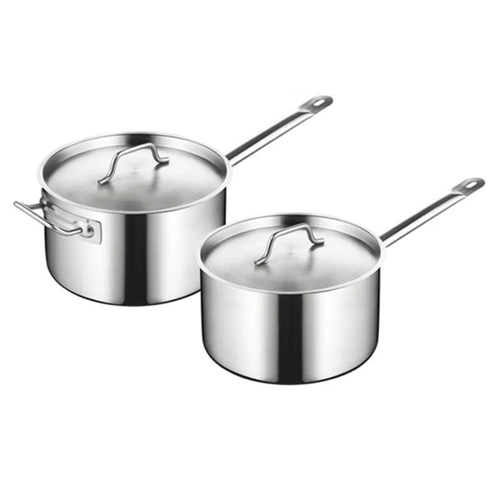 

New Stainless Steel Sauce Pan with Lid Practical Cooking Pot 1.3L/1.9L/2.8L Milk Pot Kitchen Supplies