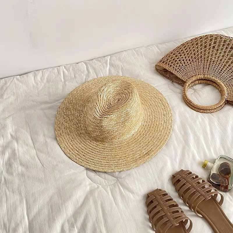 Sommer Breite Krempe Panama Boater Hut 5cm 7cm 10cm Krempe Stroh Hut Frauen Derby Hut Sonnenhut strand Kappe Sombrero Mujer Playa Chapeau – Detail 7