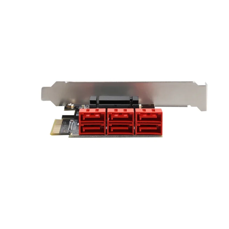 6 Port SATA 3.0  ASM1166 Chip To PCIe X4 Expansion Card PCI Express 4X SATA Adapter SATA 3 Converter with Heat Sink