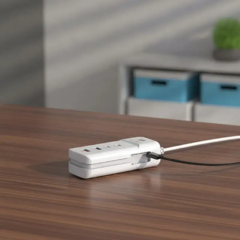 4 Port 66W PD Power Strip Retractable Cable 2USB 2PD Antistatic Fast Charging Station for Travel Work