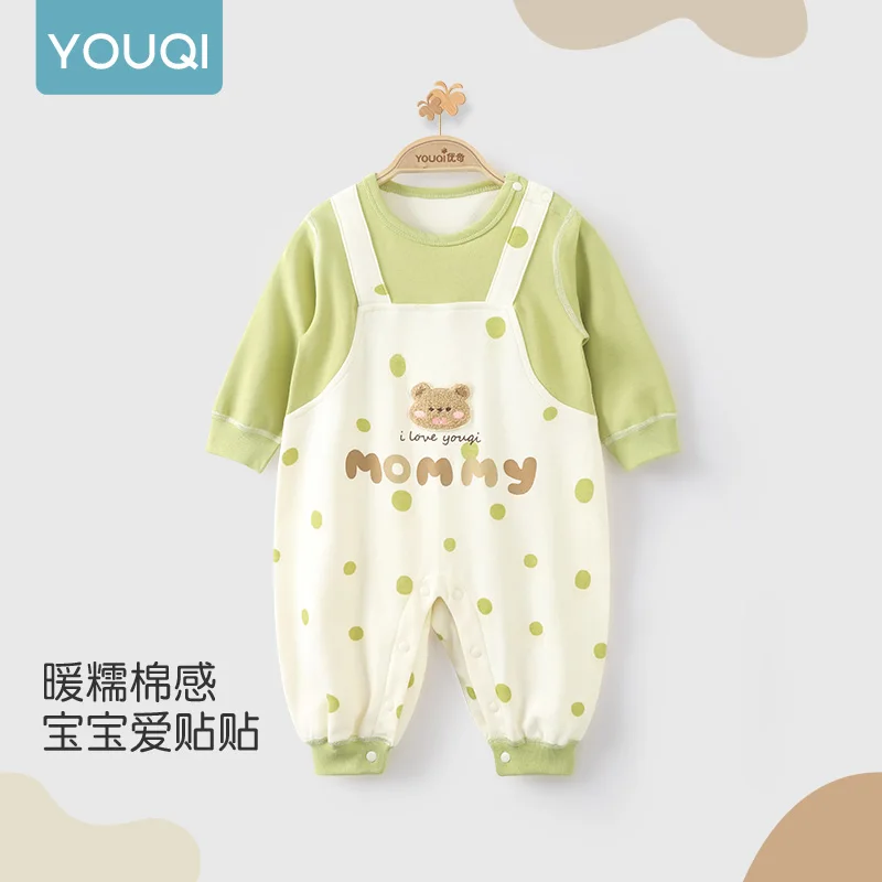 

【Youqi】Chinese Baby Autumn Romper, Pure Cotton Super Cute Long-Sleeve Jumpsuit, Children's Casual Outdoor Crawling Outfit