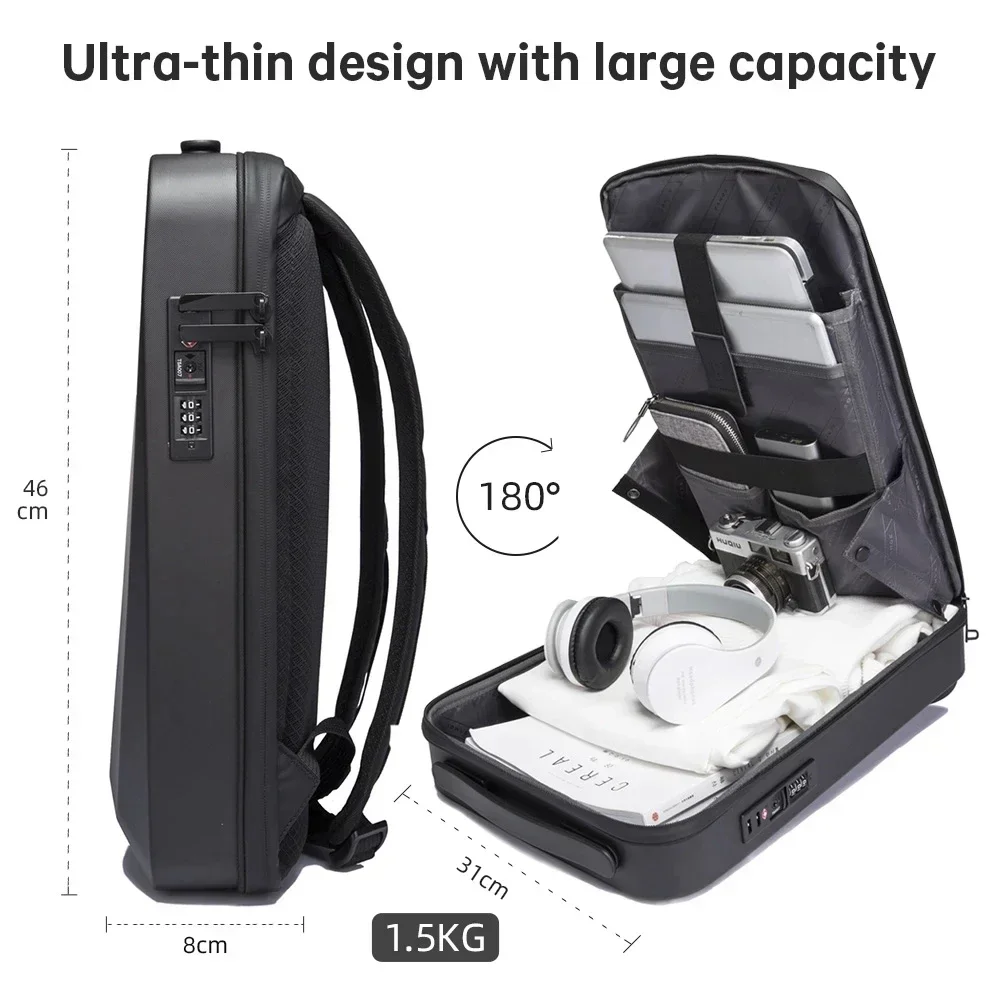 Men's 15.6 /17 Inch Waterproof Laptop Backpack Expandable Hard Shell Gaming Pack TSA Anti-theft USB Charge Business Travel Bags