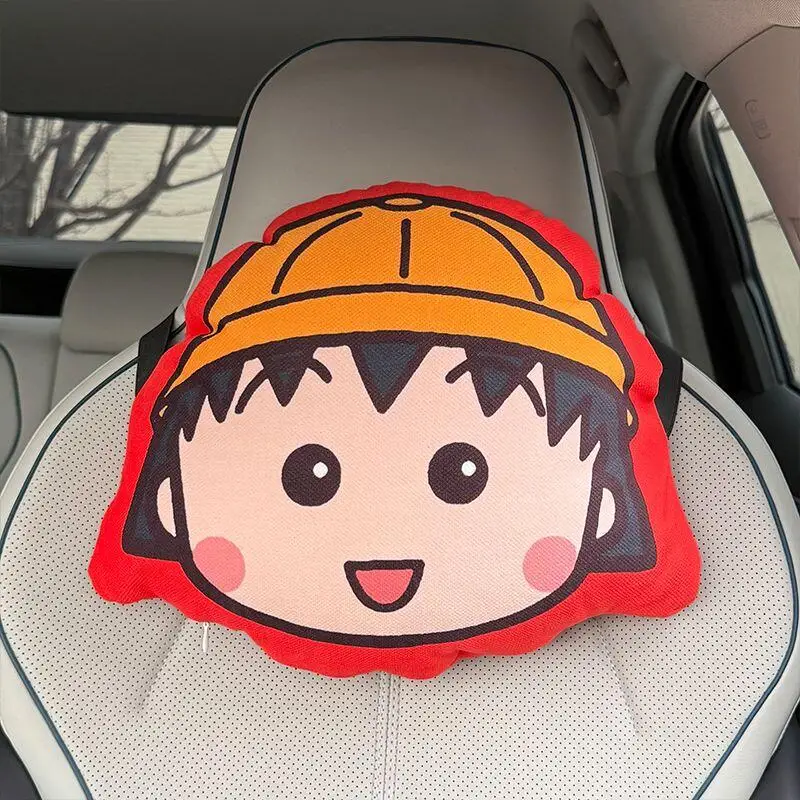 About 30Cm Anime Chibi Maruko Chan Pp Cotton Filling Plush Car Headrest Spinal Protect Pillow Decoration Friend's Birthday Gift