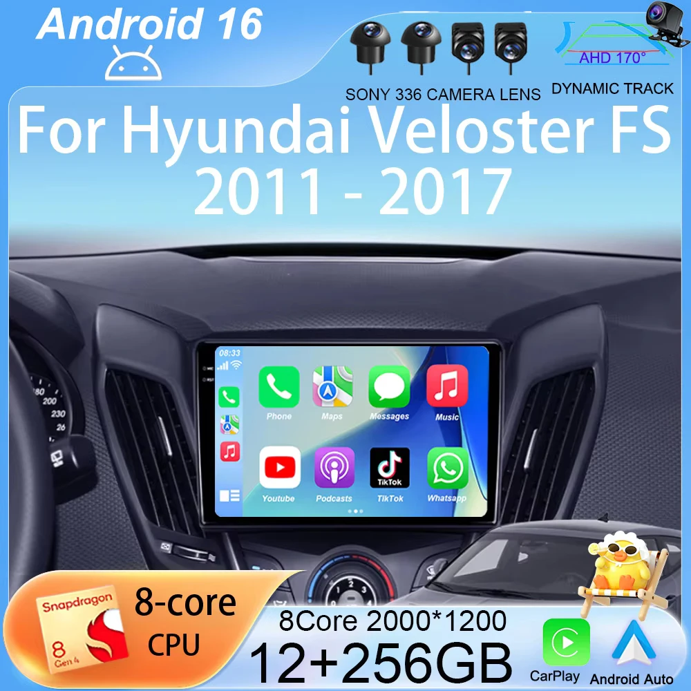 Android 16 For Hyundai Veloster FS 2011 - 2017 Car Radio Multimedia Video Player Navigation Stereo Autoradio WIFI 5G No 2din DVD
