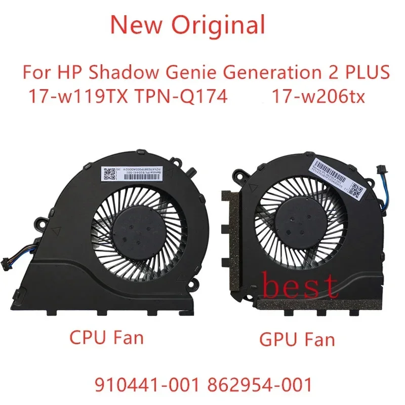 New Original Laptop CPU GPU Cooling Fan For HP Shadow Genie Generation 2 PLUS 17-w119TX TPN-Q174 Fan 17-w206tx 910441-001 862954