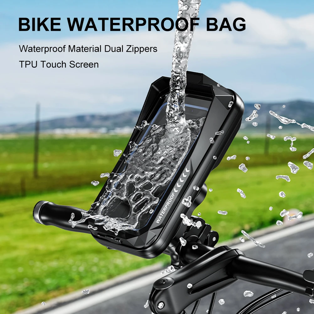 Motorcycle Phone Holder Touch Screen 360° Rotation Moto Motorbike Handlebar Mobile Stand Support Waterproof Cellphone Bag