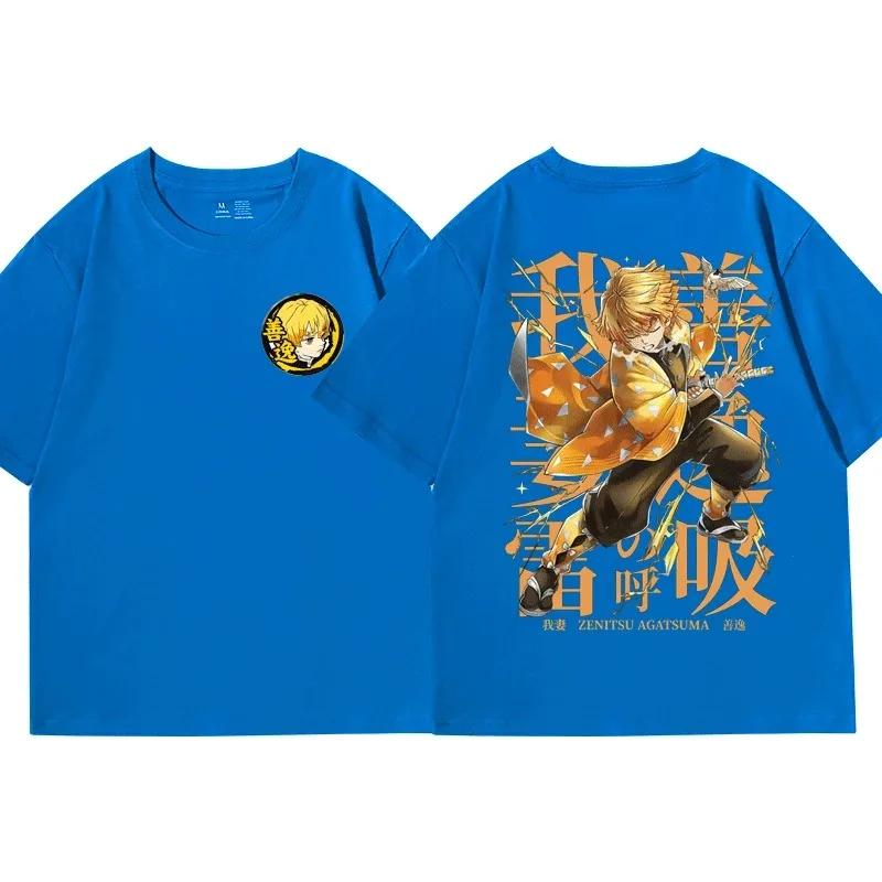 Koszulka z motywem Anime Demon Slayer Zenitsu męska letnia japońska Manga Kimetsu No Yaiba koszulka Inosuke T-shirt męska