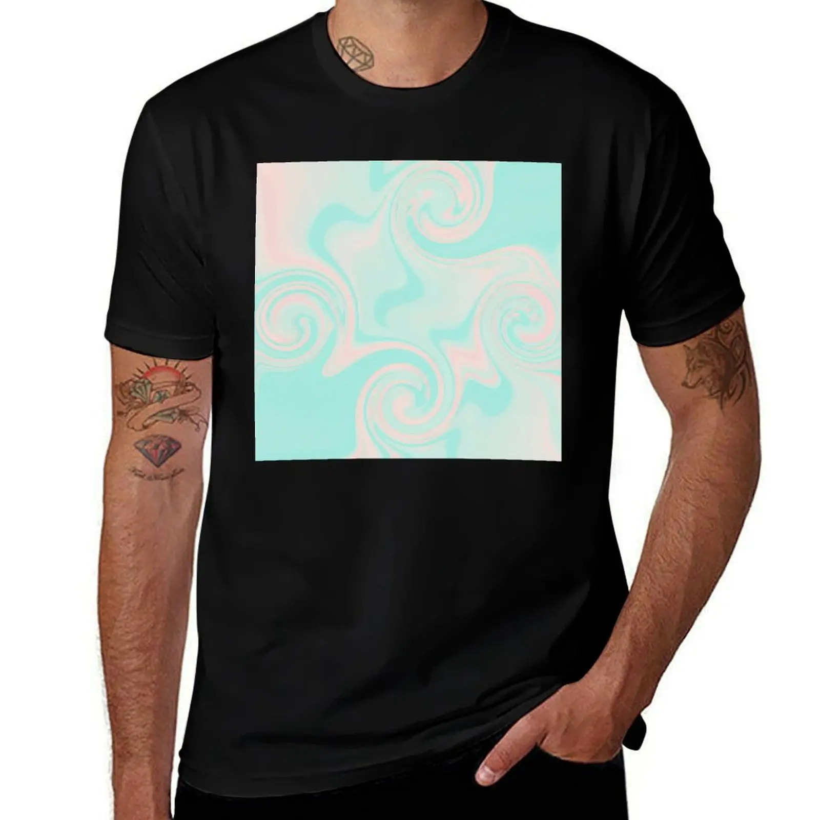 

Mint Green and Pastel Pink Liquid Swirl T-Shirt plus size clothes topping custom t-shirts tee shirts for men