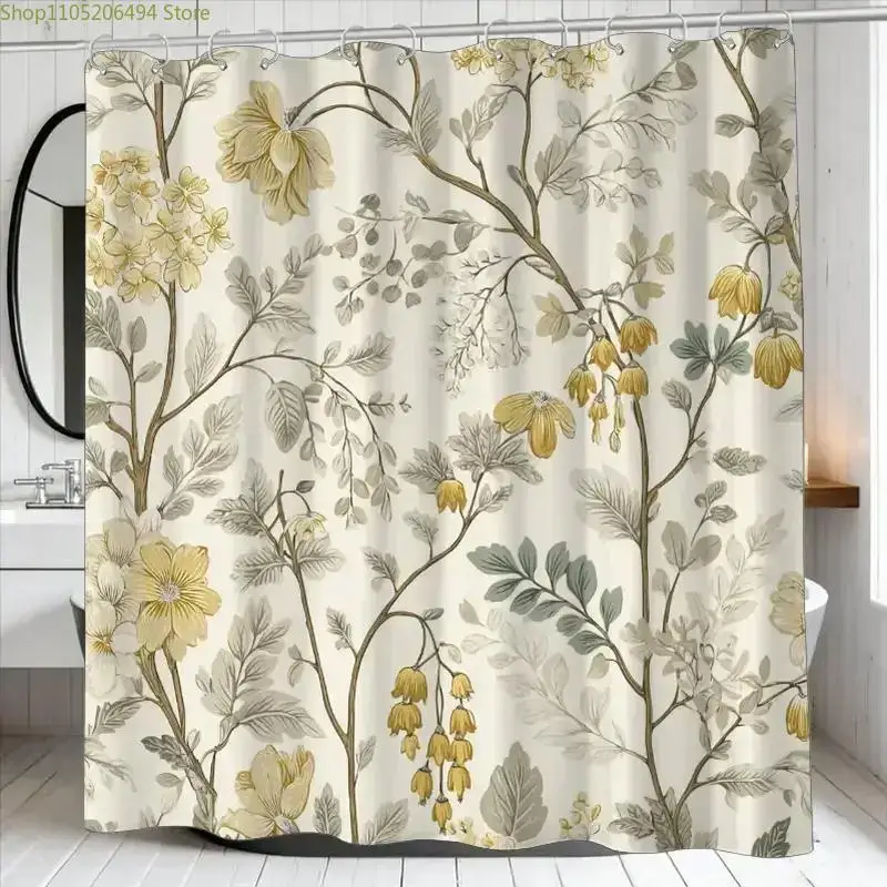 

1pc Bathroom Shower Curtain, Autumn Leaves Collection, Anniversary Shower Curtain, Includes 12 Hooks, 180x180cm Bathroom Curta