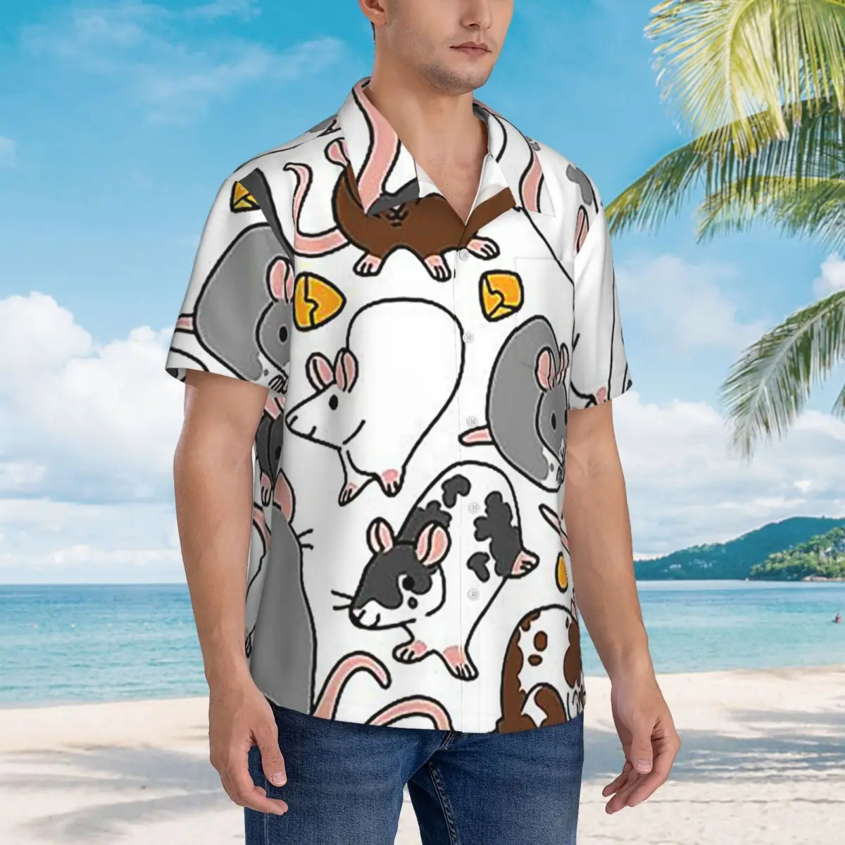 

Rat Pack Hawaiian Shirts Funny Men Short Sleeve Shirt for Summer Beach Men's Lapel Tops