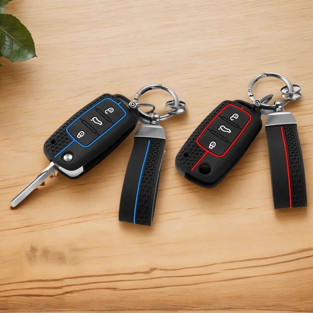 Car Case For Volkswagen Polo Golf Passat Beetle Caddy T5 Eos Tiguan Skoda Silicone Case Cover Keychain Car Accessories
