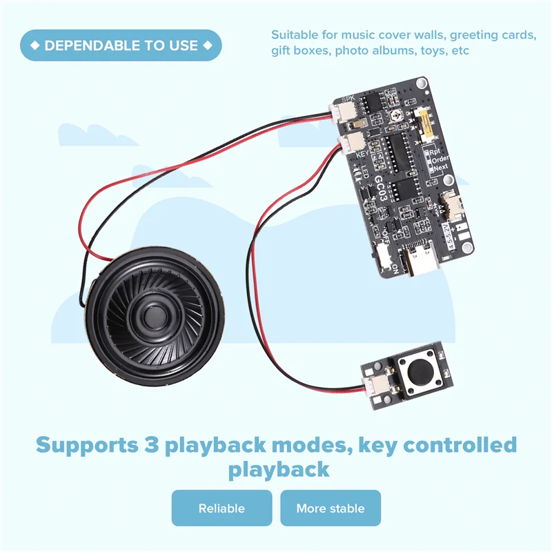 -A02R 記録可能な 8 メートル MP3 サウンドモジュールボタン制御音楽音声プレーヤーボードスピーカー DIY グリーティングカードクリスマスギフト