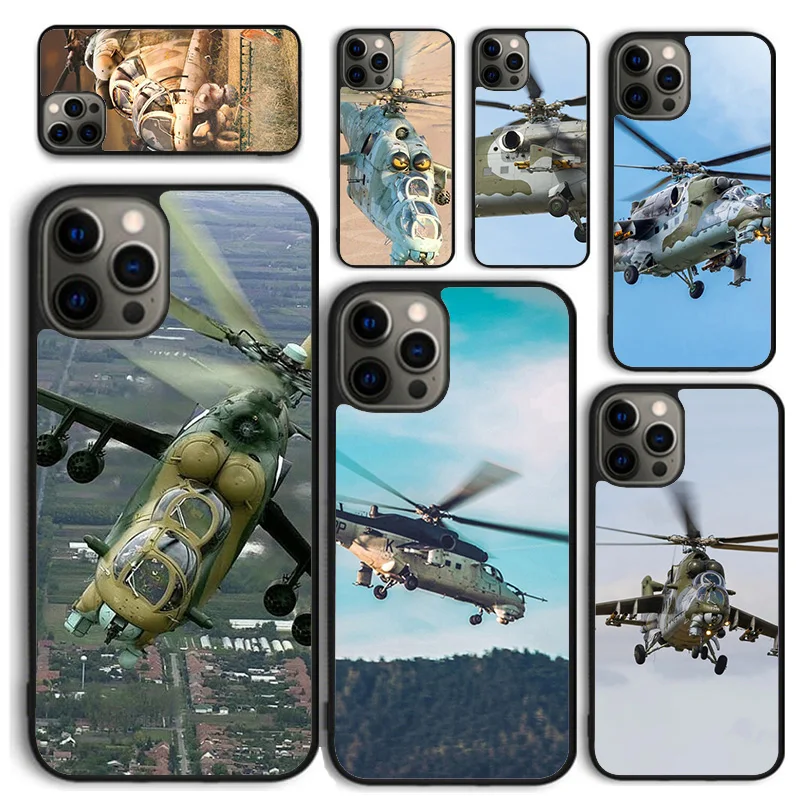 Mil Mi 24 Hind Helicopter Phone Case for iPhone 16 15 SE2020 6 7 8 Plus for Apple 13 11 12 14 Mini Pro Max Cover coque fundas