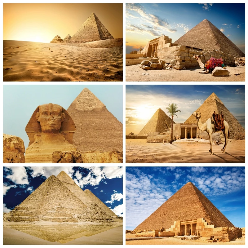 

Egyptian Pyramids Photography Backdrop Egypt Ancient Architecture Ruins Natural Desert Sand Dunes Photo Background Studio Props