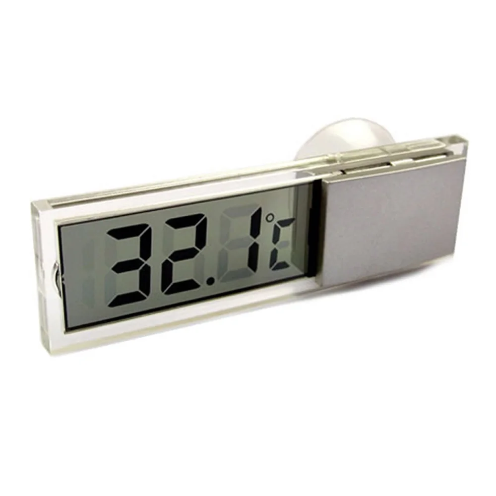 Car Digital Thermometer Clock Auto Window Suction-cup Thermometer Celsius Fahrenheit Car Accessories