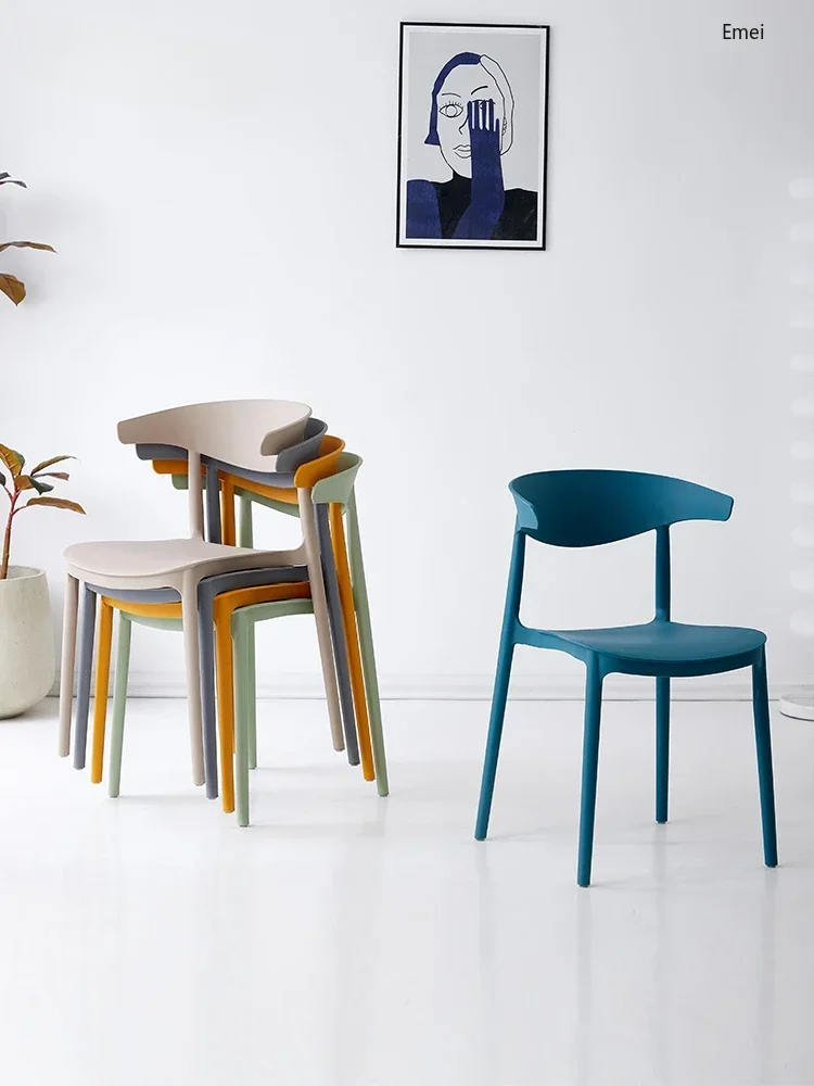 

Simple Plastic Chair Thickened Household Dining Table and Chair Stackable Backrest Stool