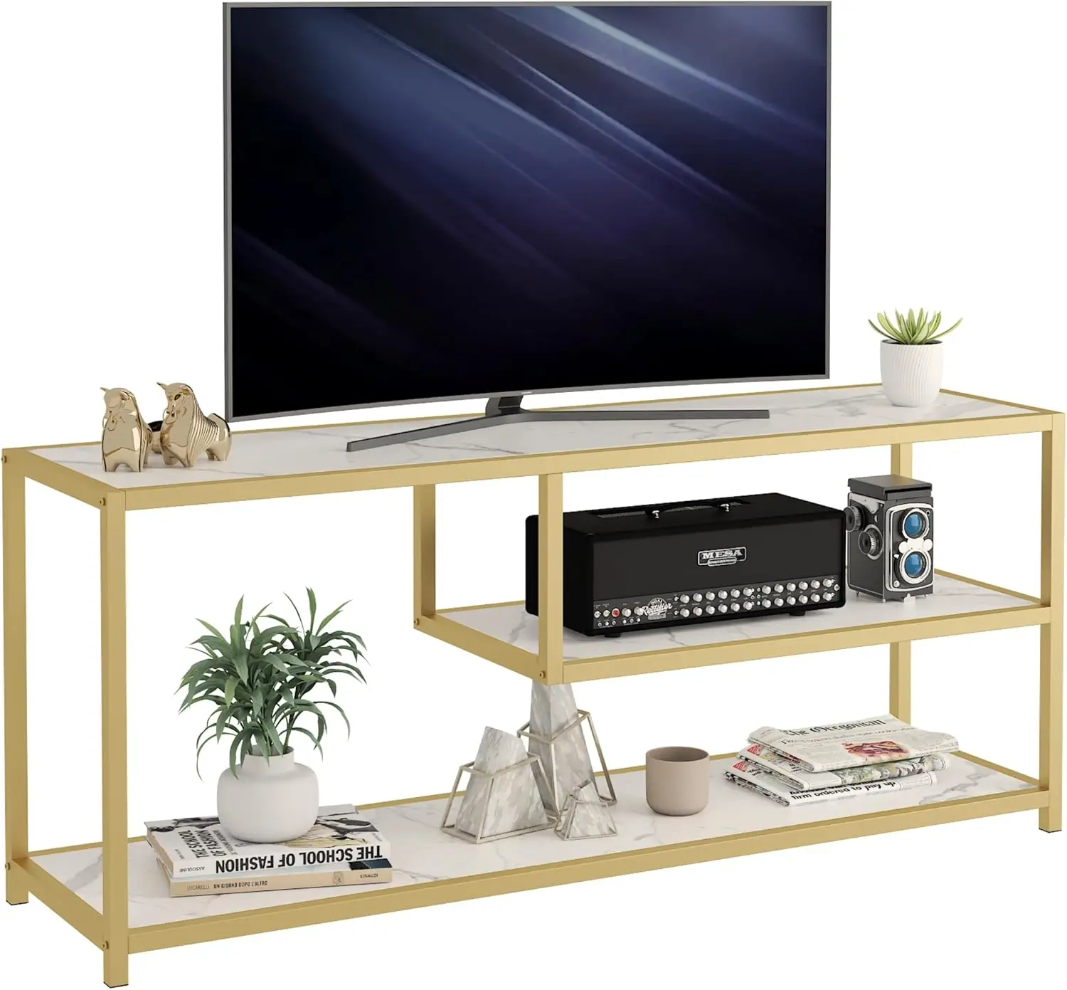 

Home TV Stand for TVs up to 55 Inch, 3 Tier Entertainment Center, Media Console with Open Storage Shelves for Living Ro