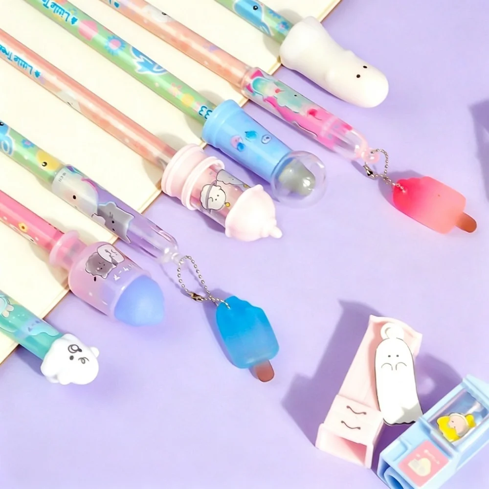 Cute Pencil Caps Creative Pencil Top Pencils Tip Protector Cover Ghost Shape Pencils Caps Extender School Supplies Students Gift