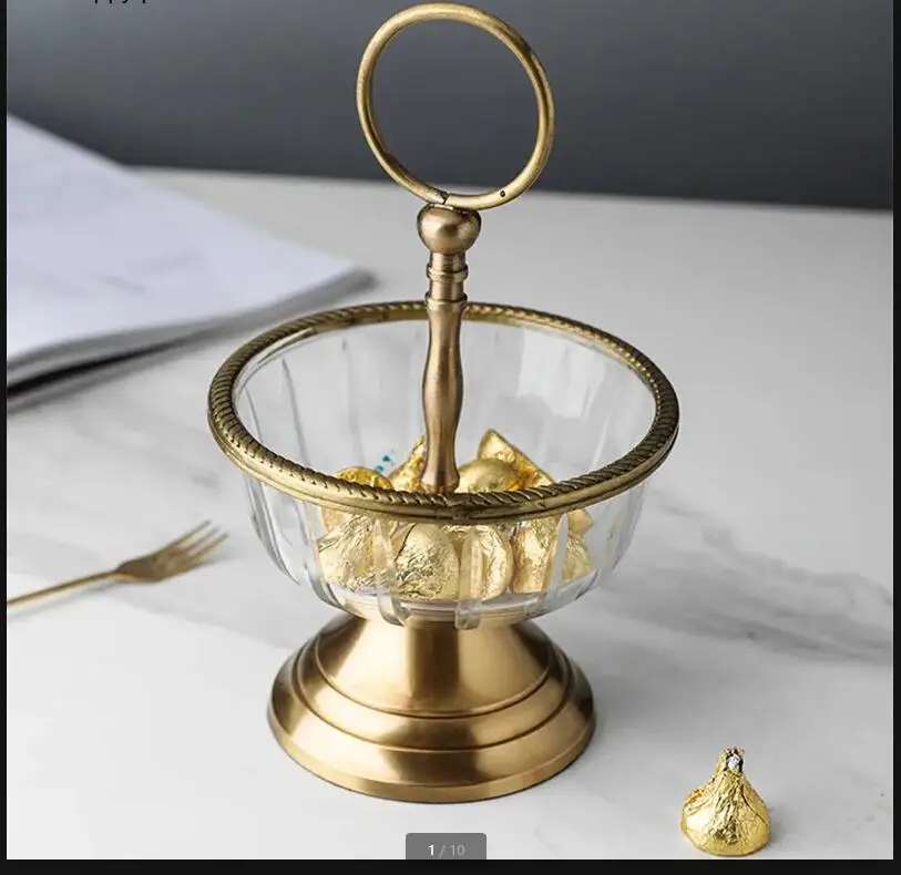 Brass Glass Fruit Bowl Plate Ashtray Storage Bucket Pen Holder Cake Stand Dessert Snack Tray Decorative Dish