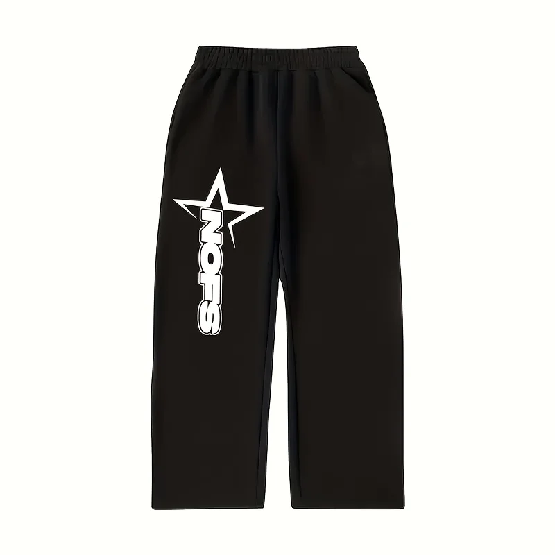 

Men's Autumn Winter Stylish print Stretch Waist Wide-leg Pants Oversized Suitable for Both Sports and Outdoor Activities