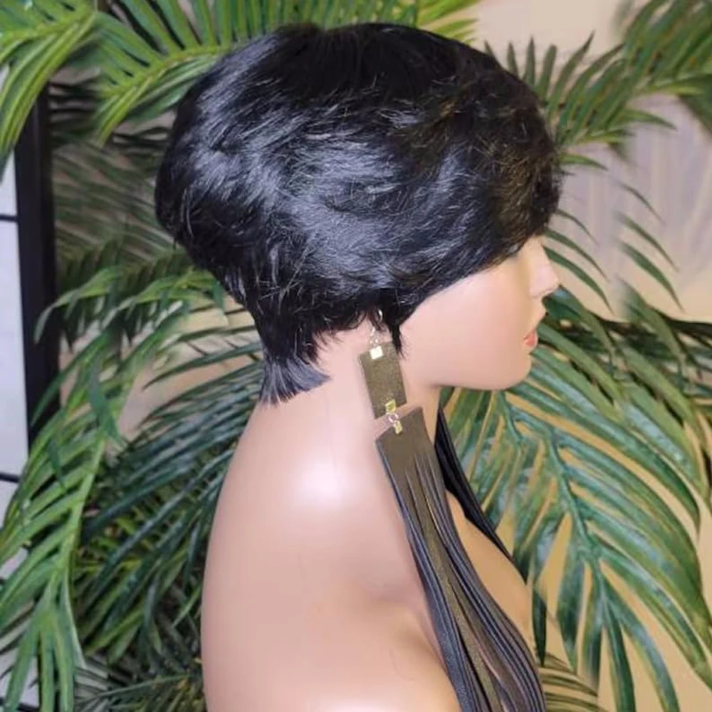 wig Short Hair Wigs, Pixie Cuts Wigs, Short Straight Black Ladies Wigs Synthetic Short Wigs For Black Women African American Wom