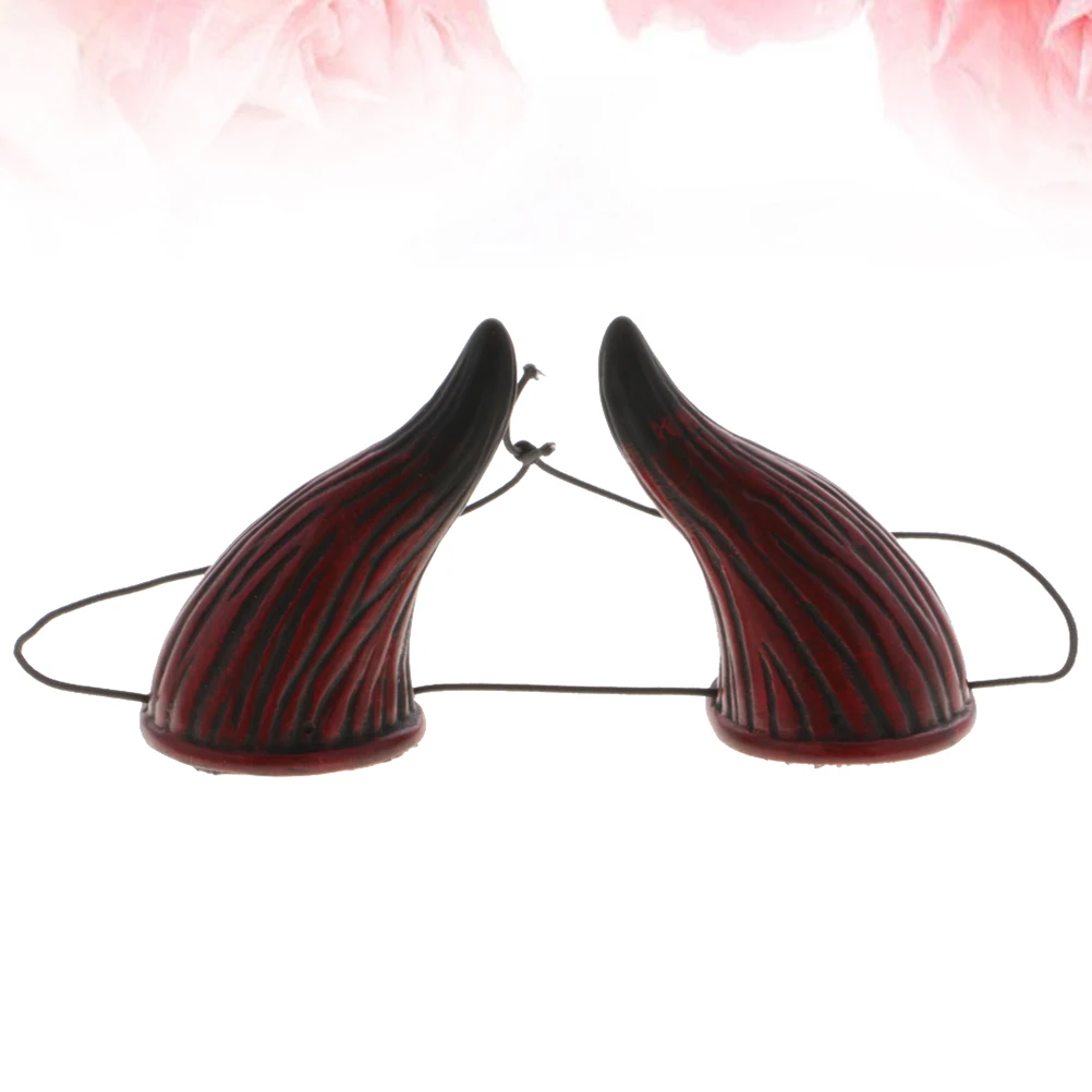

2Pcs Ox Horn Halloween Headdress Dark Red Hair Hoop Creative Costume Props for Party Decoration Halloween Headdress