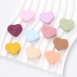 10Pcs New Multicolor Silicone Beads Carve Print Heart Style Beads For Jewelry DIY handmade Baby Teethers Bracelet Accessories