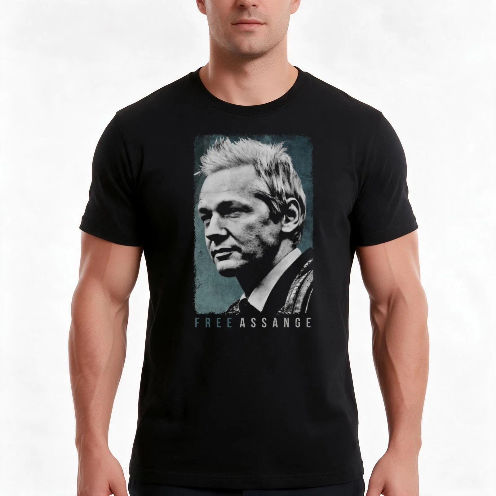 JULIAN ASSANGE T-Shirt, Summer Casual Cotton Tee, Oversized Streetwear Tops, Vintage Graphic Print, Loose Fit Short Sleeve