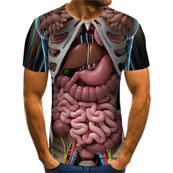 Skeleton Internal Organs 3D Womens Mens Short Sleeve T-Shirt Casual Funny Clothing Tops Tees Streetwear Loose T Shirt Summer Top