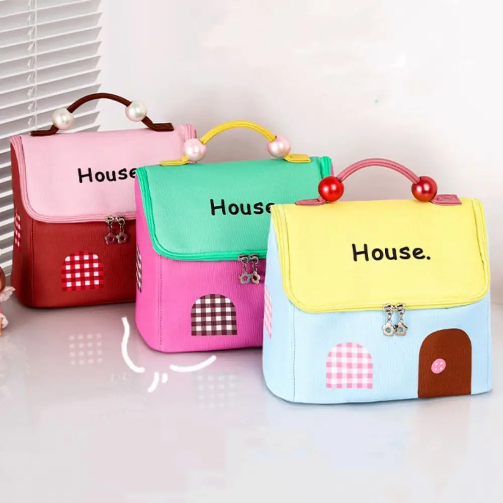 

Large Capacity Cute Cabin Makeup Bag Kawaii House-shaped Handheld Cosmetic Case Square Organizer Case Toiletry Storage Bag