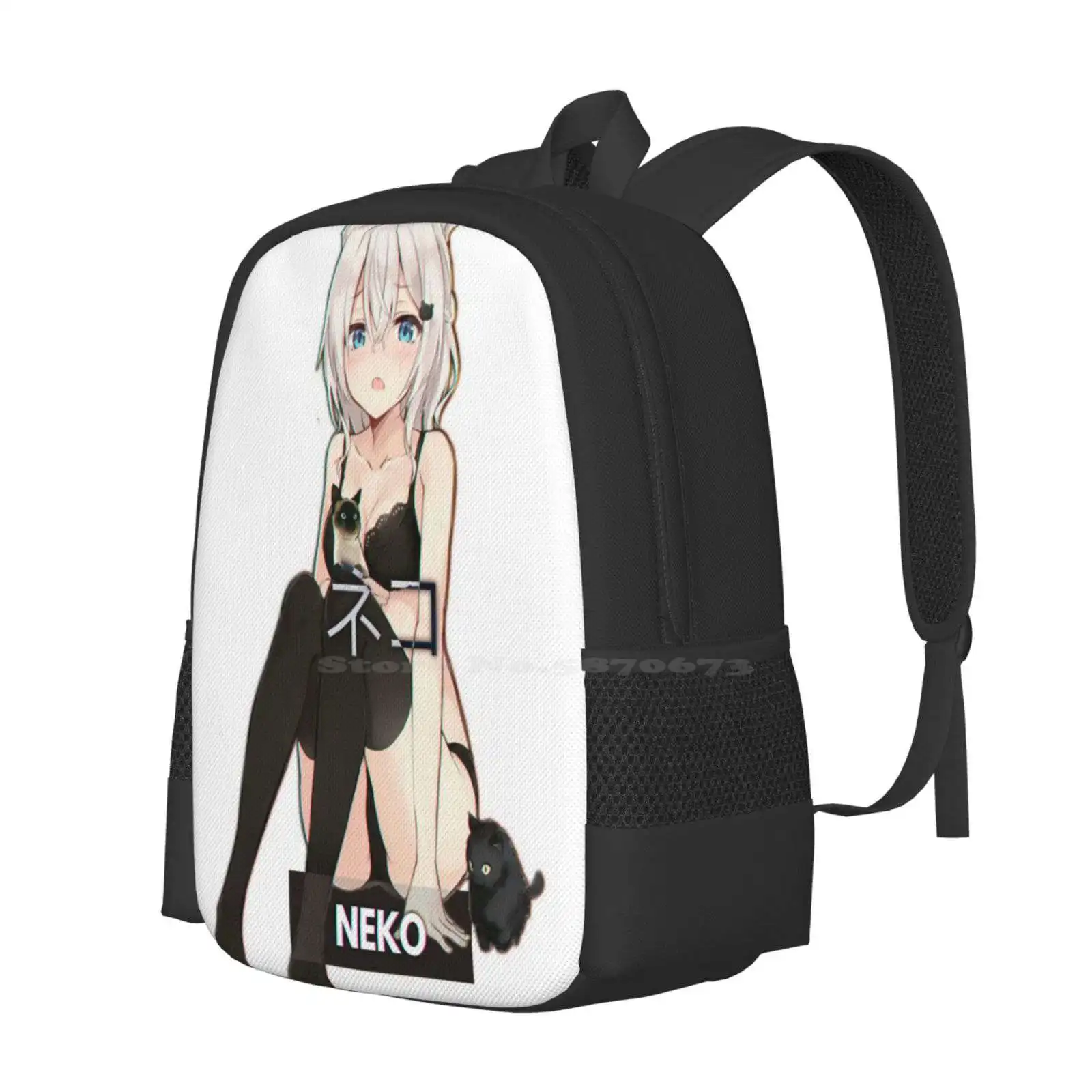 Neko-Rgb Anime Mochilas Escolares para Adolescentes, Laptop Sacos de Viagem, Waifu, Laifu, Oppai, Edgy, Split, 2017 Rem, Best Girl