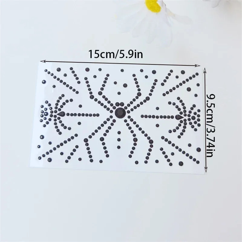 3D Black Spiders Gems Halloween Tattoo Sticker DIY Self Adhesive Eyes Face Jewels Temporary Stickers Party Cosplay Fake Tattoos