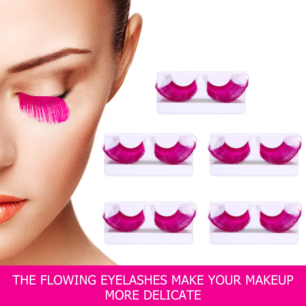 

5Pairs Halloween Exaggerated Fake Eyelashes Long Artificial Lashes for Women Glamorous Makeup Party Stage Women Fake Eyelashes