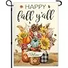 Happy Fall Y'All Garden Flag 12x18 Inch Autumn Flowers Yard Flag Double Sided Thanksgiving Pumpkin Holiday Sign for Outs jjp