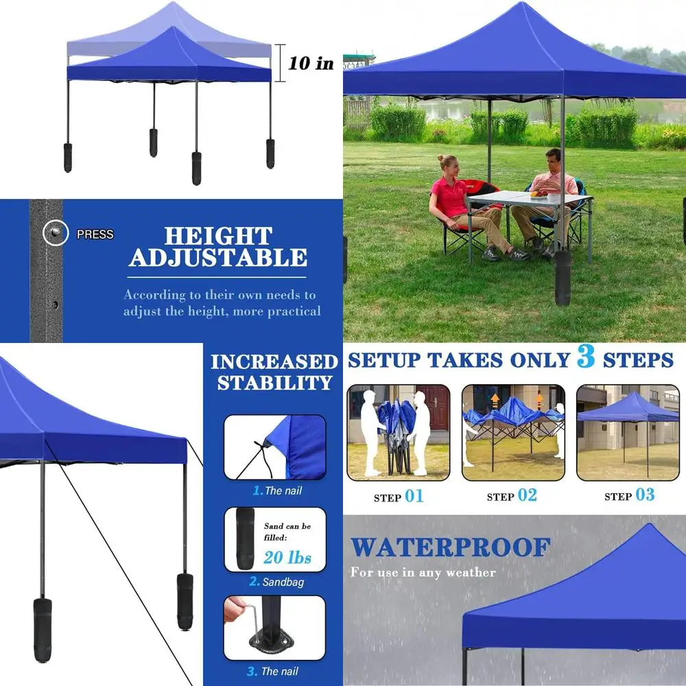 

Portable 10' x 10' Outdoor Canopy Tent with Removable Sunwall, Ideal for Parties, Weddings, and Patio Use, Blue