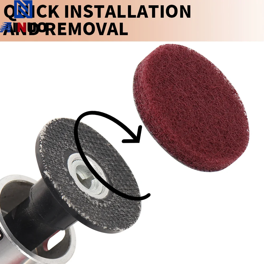 Disco abrasivo de 3 pulgadas, disco de lijado de fibra de nailon, bloqueo de rollo, disco de acondicionamiento de superficie, disco de cambio rápido Tipo R con almohadilla de soporte de 1/4"