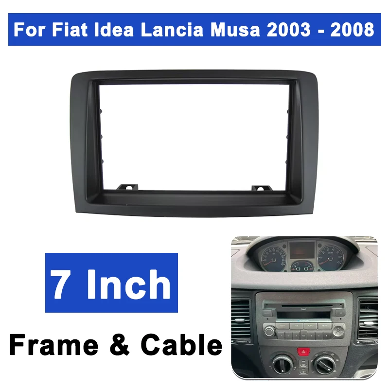 Moldura de 7 Polegadas para Fiat Idea Lancia Musa 2003 2004 2005 2006 2007 2008, Moldura para Rádio Estéreo Automotivo Android, Carcaça para Central Multimídia 2din