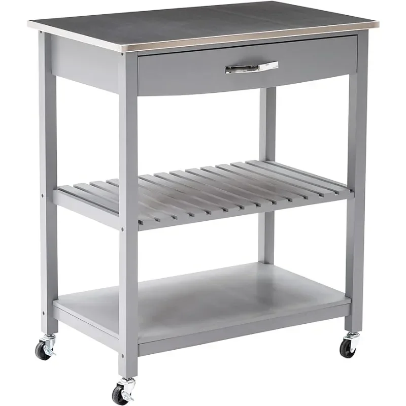 

Superb Boraam Holland Kitchen Cart With Stainless Steel Top, Gray