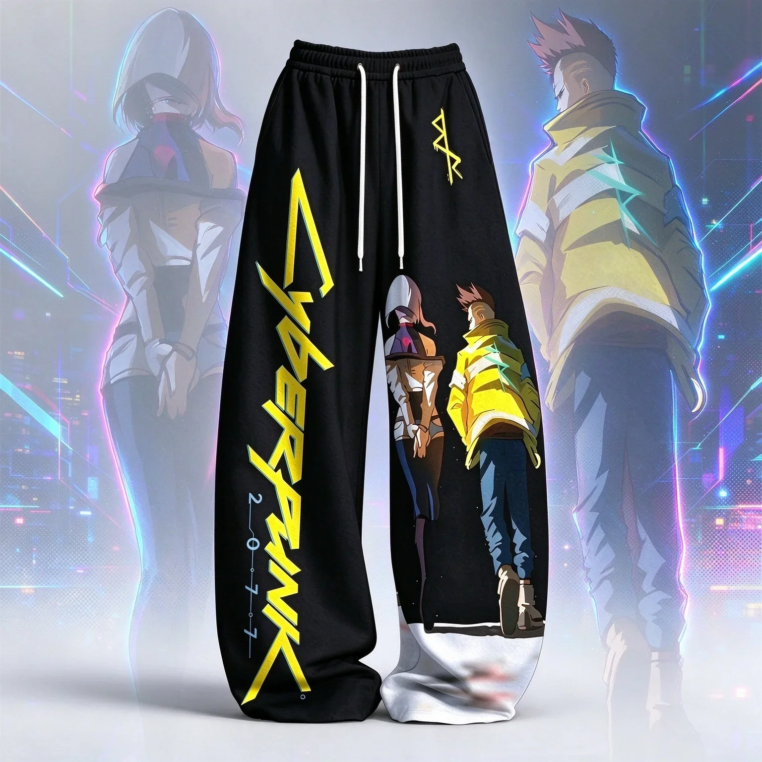 Cyberpunk Edge Walker Anime Character Printed Wide Leg Pants Loose Men and Women Street Trendy Casual Pants