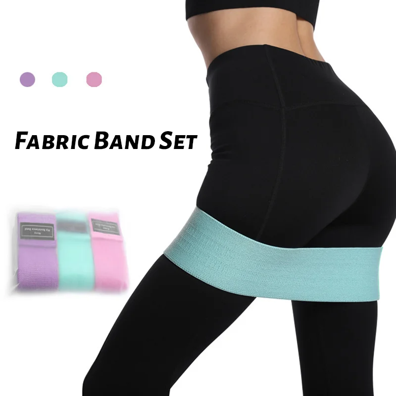 Fabric  Band Set 3 In1 Latex Anti Slip Strap Fabric Resistance Bands for Body Building