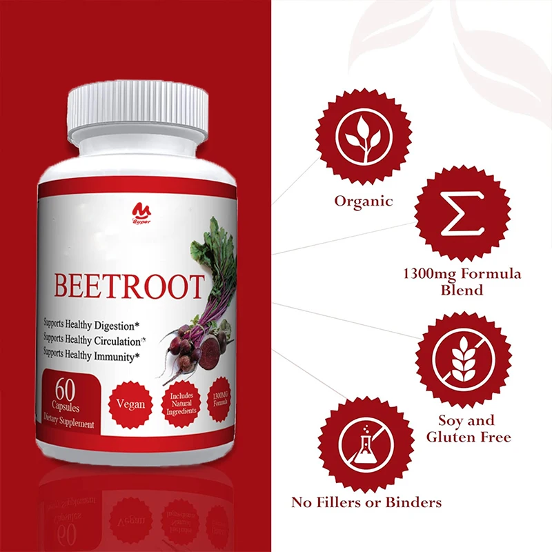 Organic Beetroot Powder Capsules - Male and Female Nitric Oxide Boosters