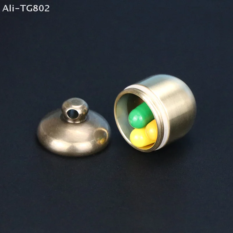 1PC Brass Acorn-Shaped Small Medicine Bottle Portable Waterproof Moisture-Proof First Aid Pill Box Sealed for Outdoor Use