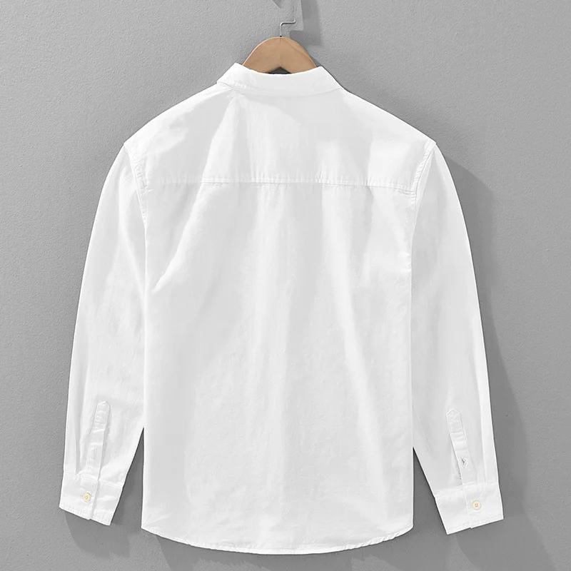 2510 Japanese Style Autumn Fresh Comfortable Pure Cotton Long Sleeve Loose Casual Men's Shirt with Graffiti Handsome Dailywear