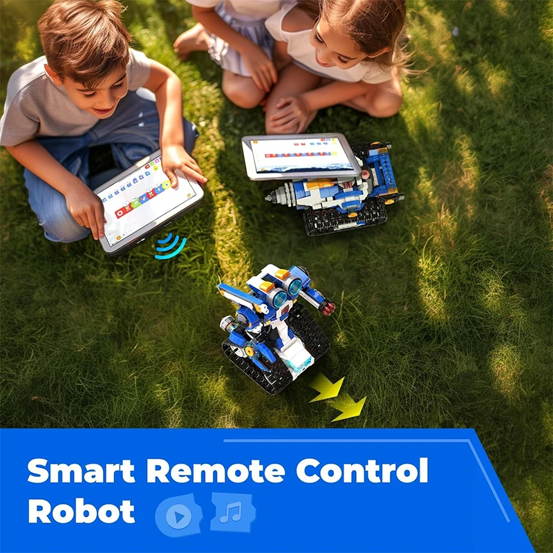 KITS de juguete STEM Robot Block y tablero de dibujo LCD Bloque un juguete de codificación STEM Robot de programación inteligente regalos para niños, 2 en 1