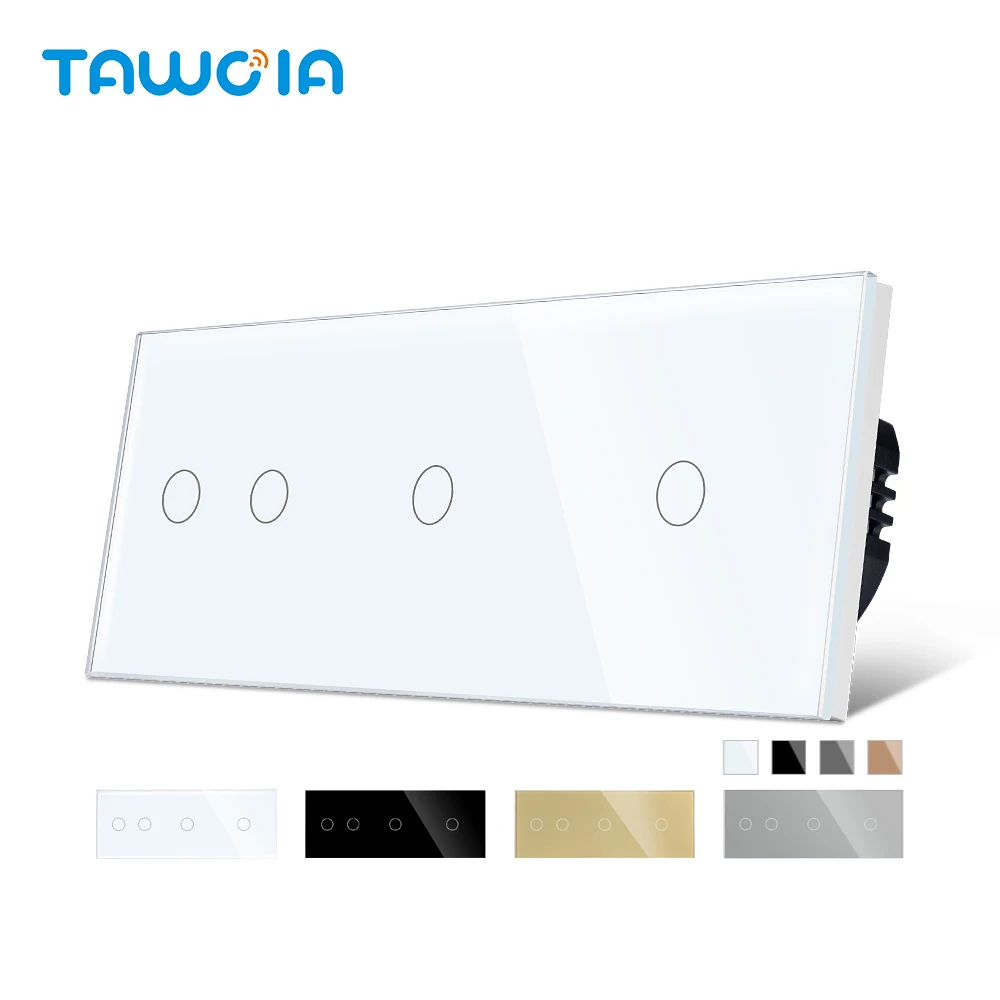 tawoia tripla interruptores de toque parede tela vidro sensor luz gang gang branco preto luz de fundo da ue casa interruptor 01