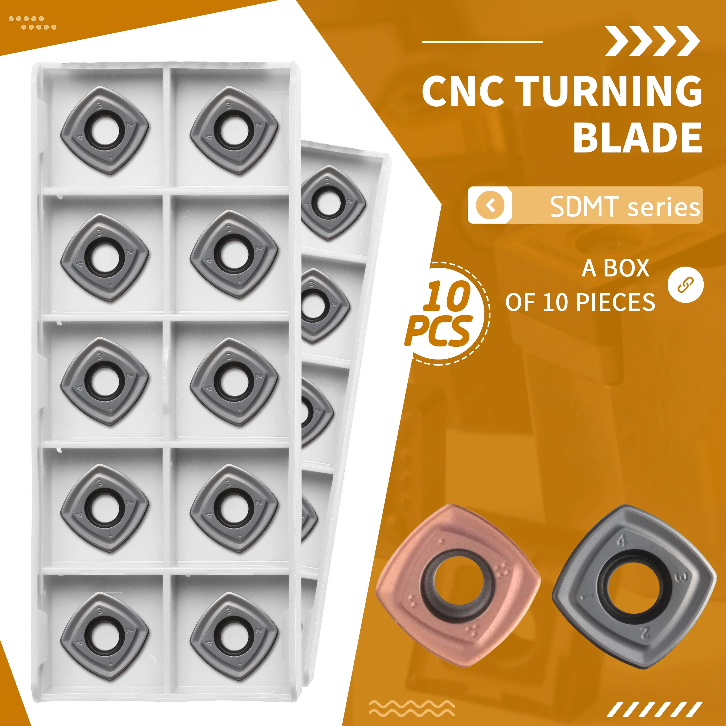 10Pcs SDMT120512 SK2025 SDMT150512 SK4025 CNC Lathe Carbide Blade CNC Milling Cutter For Stable Wear Resistant And High Quality