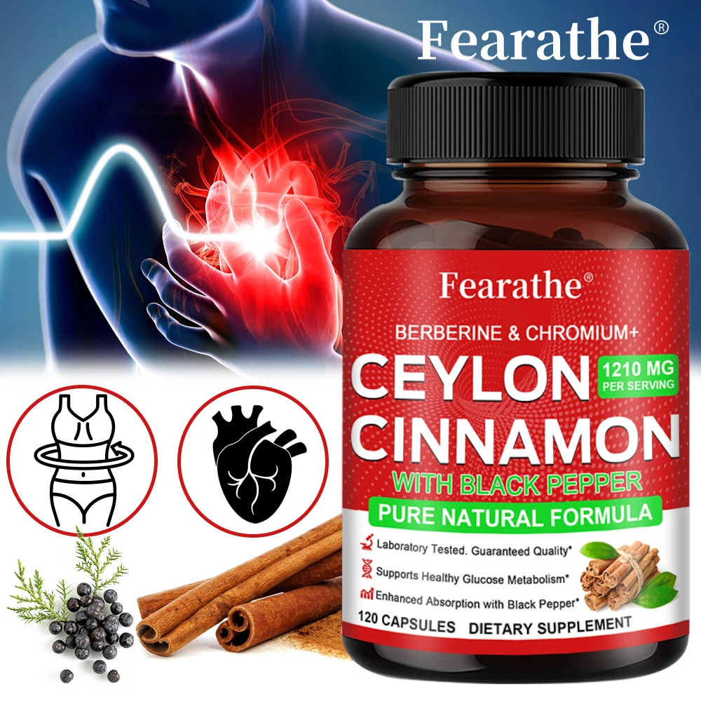 Berberine Capsules, Ceylon Cinnamon, Chromium+ - Natural Black Pepper Extract, Antioxidants, Bones, Joints and Metabolism